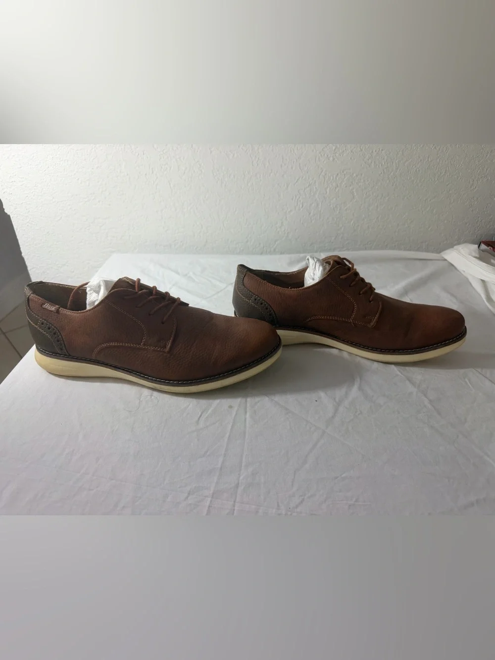 Bass Brown Leather Derby Shoes with Cream Soles